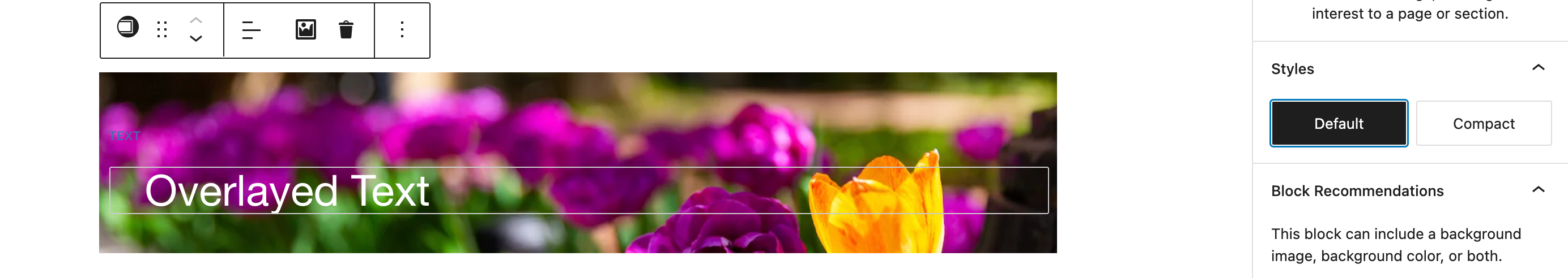 Full-width Overlay Block Default Image Setting